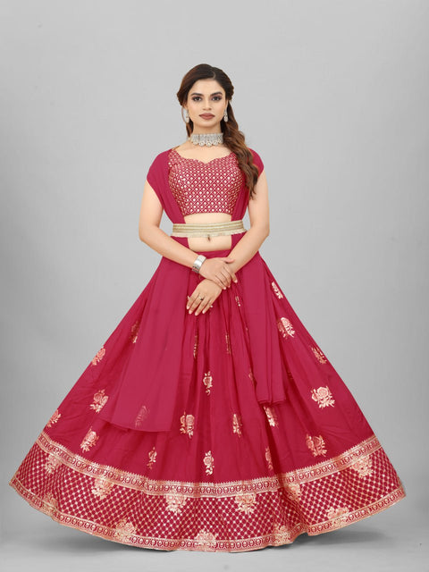 Wedding-ready Maroon Cotton Lehenga Choli Ensemble Clothsvilla Main image