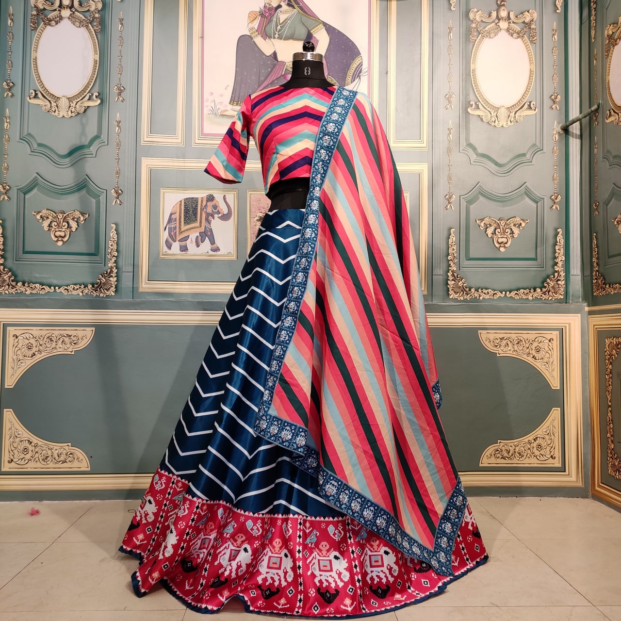 Wedding Wear Rama Color Silk Lehenga Choli Clothsvilla