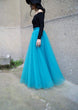 Load image into Gallery viewer, Lehenga Choli in Velvet and Net Sky-Blue Skirt and Black Top for Party ClothsVilla