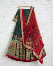 Load image into Gallery viewer, Green Lehenga Choli in Heavy Georgette with Silk Blouse and Dupatta ClothsVilla
