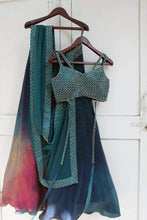 Load image into Gallery viewer, Lehenga Choli in Blue Color with Printed Silk and Satin Blouse ClothsVilla