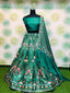 Lehenga Choli in Green Color with Printed Silk and Blouse ClothsVilla