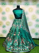 Load image into Gallery viewer, Lehenga Choli in Green Color with Printed Silk and Blouse ClothsVilla