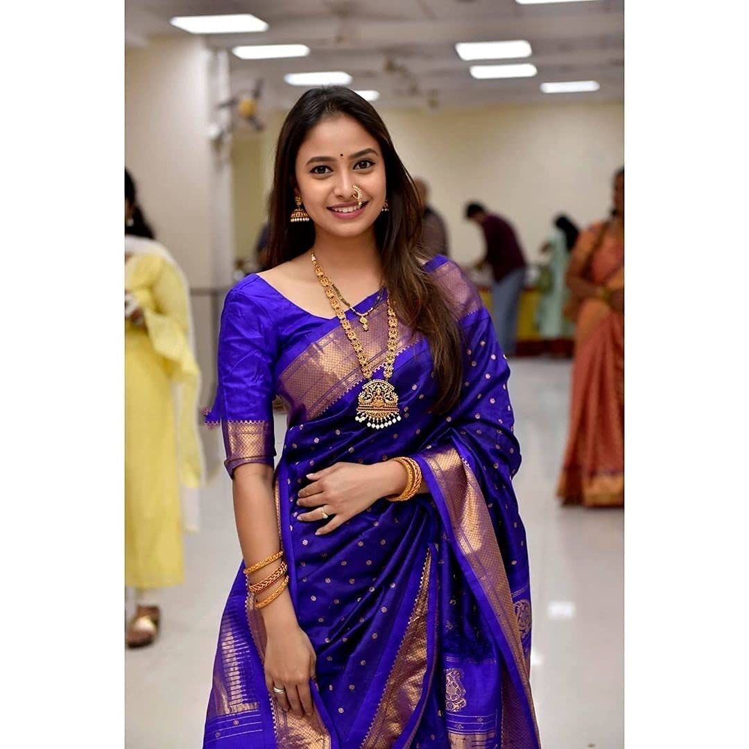 Improbable Blue Soft Silk Saree With Entrancing Blouse Piece KP Main image