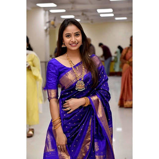 Improbable Blue Soft Silk Saree With Entrancing Blouse Piece KP