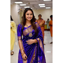 Load image into Gallery viewer, Improbable Blue Soft Silk Saree With Entrancing Blouse Piece KP