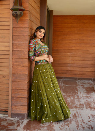 Mehndi Ceremony Wear Sequence Work Lehenga With Jacket