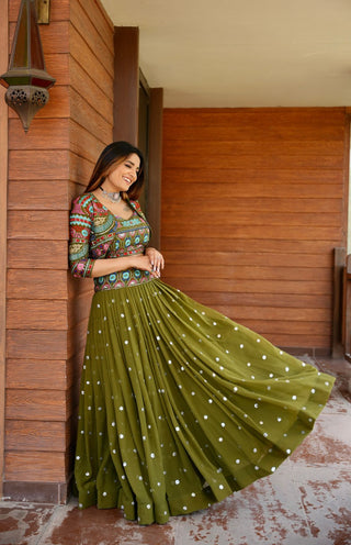 Mehndi Ceremony Wear Sequence Work Lehenga With Jacket