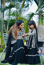 Load image into Gallery viewer, Pretty Black Color Embroidery Sequin Mother-daughter Sharara Suit