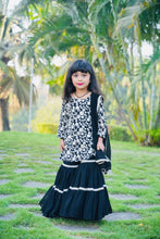 Load image into Gallery viewer, Designer Pretty Black Color Embroidery Sequin Kids Wear Sharara Suit