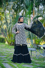 Load image into Gallery viewer, Pretty Black Color Embroidery Sequin Mother-daughter Sharara Suit