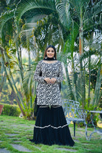 Load image into Gallery viewer, Pretty Black Color Embroidery Sequin Mother-daughter Sharara Suit