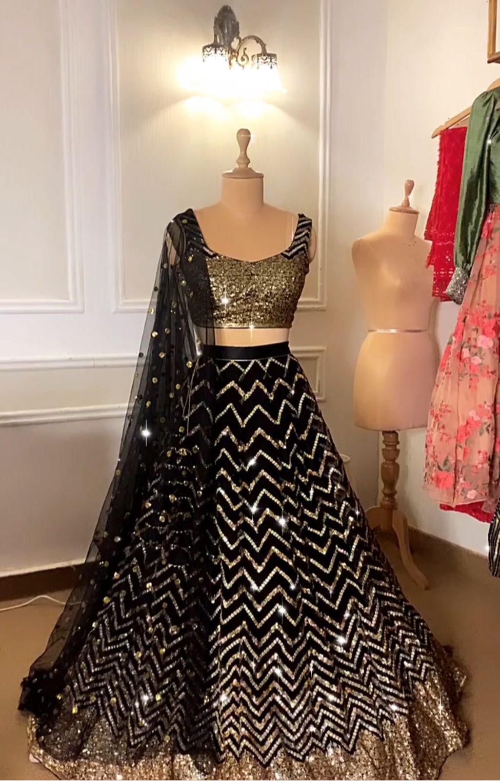 Black Colored Faux Georgette Embroidery Work Lehenga Choli Secondary image