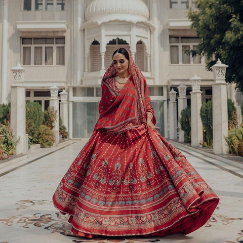 Maroon Lehenga Choli with Maslin Silk Dupatta ClothsVilla Main image