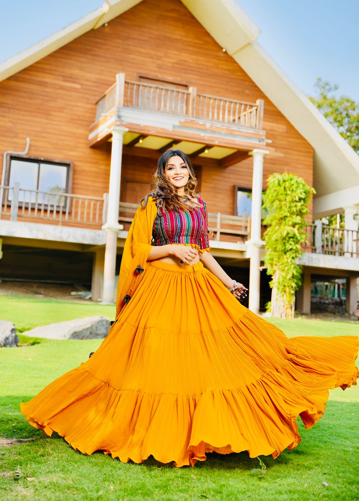 Presenting Yellow Color Ruffle Style Lehenga Choli Main image