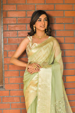 Load image into Gallery viewer, Lemon Yellow Pure Organza Saree with Jacquard Blouse ClothsVilla