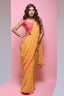 Yellow Floral printed Georgette Saree with Lace Border ClothsVilla