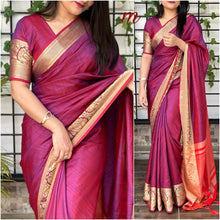 Load image into Gallery viewer, Wine Color Silk Saree with Jacquard Work ClothsVilla