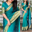 Load image into Gallery viewer, Green Color Silk Saree with Jacquard Work ClothsVilla