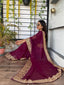 Purple Chiffon Saree with Zari embroidery and Stone Work ClothsVilla
