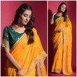 Load image into Gallery viewer, Yellow Chiffon Saree with Zari embroidery and Stone Work ClothsVilla