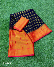 Load image into Gallery viewer, Red and Navy Blue Brasso Saree with patheni style Pattern ClothsVilla