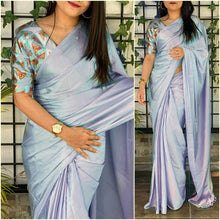 Load image into Gallery viewer, Satin silk Saree with Heavy Sequence Embroidery work Blouse ClothsVilla