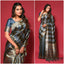 Dark Grey Silk jacquard Saree with Zari weaving Work ClothsVilla