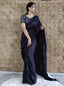 Black Chinnon Saree with heavy sequence Work Blouse ClothsVilla