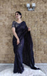 Load image into Gallery viewer, Black Chinnon Saree with heavy sequence Work Blouse ClothsVilla