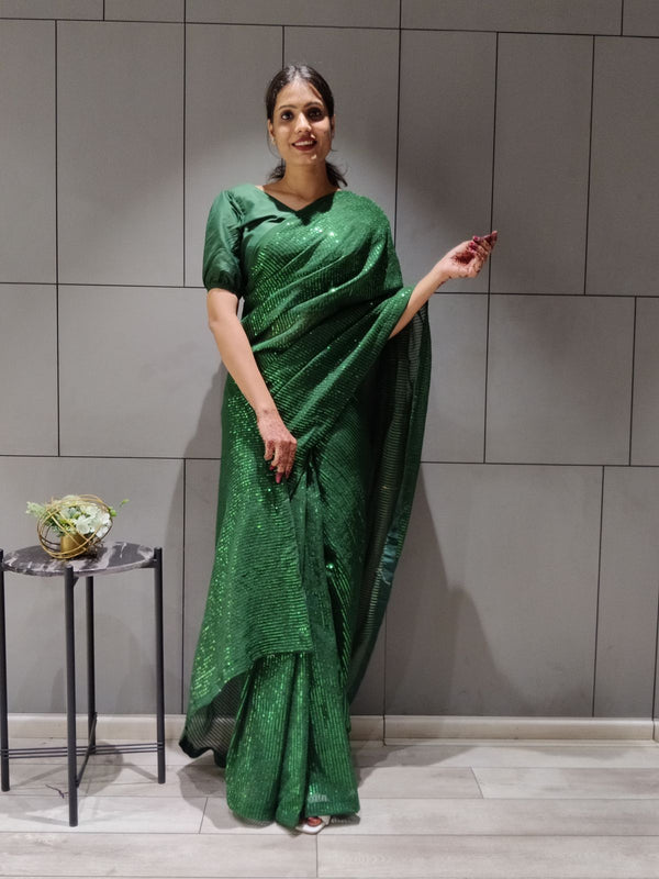 Ready to wear Georgette Saree with Heavy Sequence Work ClothsVilla