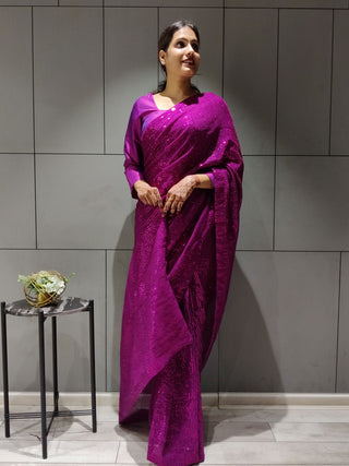Ready to wear Georgette Saree with Heavy Sequence Work ClothsVilla