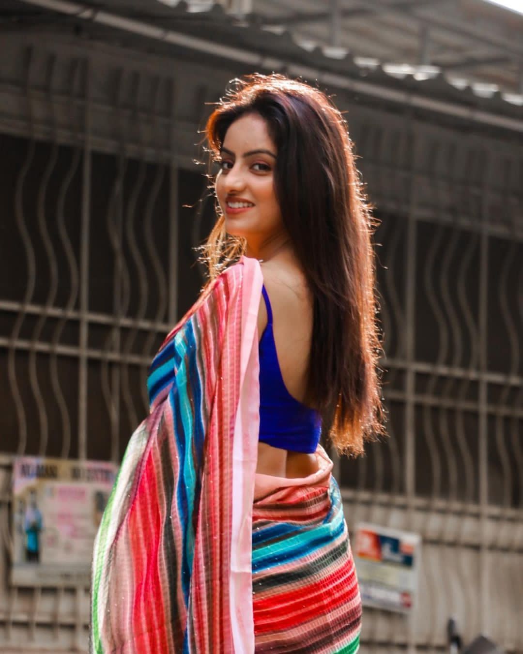 Georgette Colorful Saree with Crochet and Sequence Work ClothsVilla