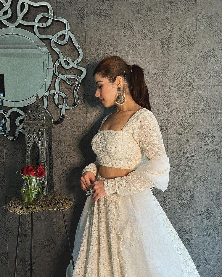 White Silk Lehenga choli with Heavy Lucknowi Work ClothsVilla