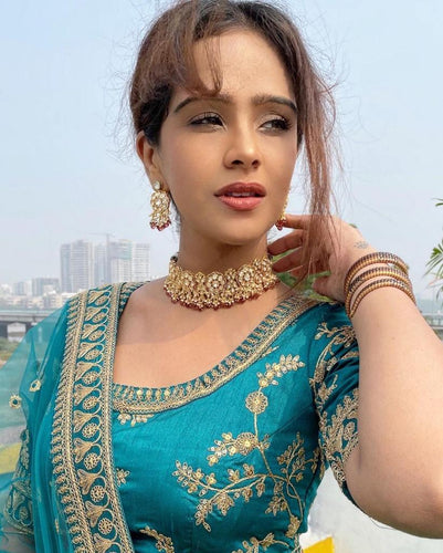 Bottle Green color Lehenga Choli with Heavy Embroidery work ClothsVilla