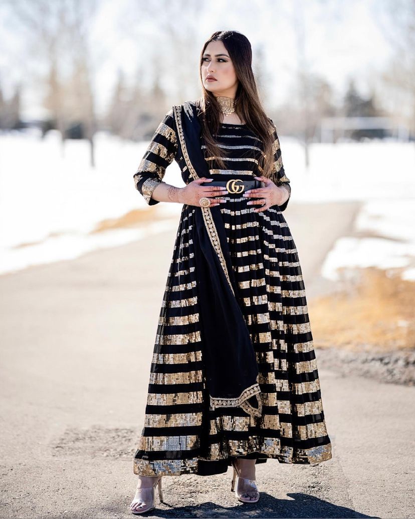 Party Wear Black Color Sequence Work Anarkali Gown Clothsvilla