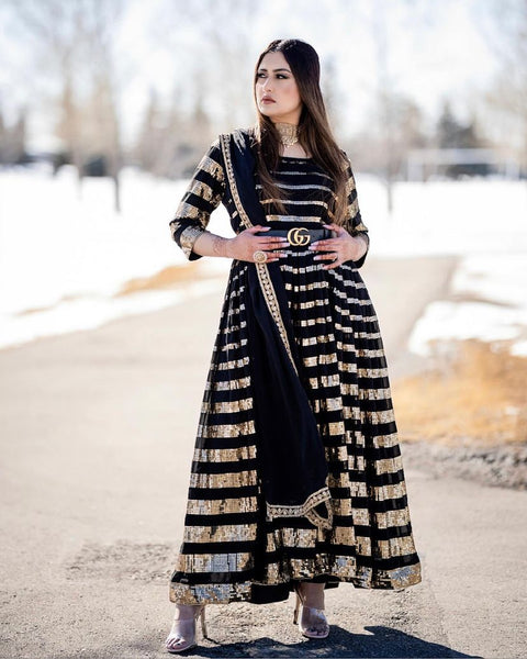 Party Wear Black Color Sequence Work Anarkali Gown Clothsvilla Main image