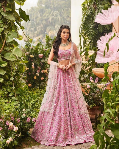 Pink ghagra dress best sale