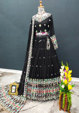 Load image into Gallery viewer, Gorgeous Black Color Mirror Embroidery Work Lehenga Choli Clothsvilla