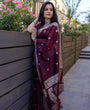 Load image into Gallery viewer, Arresting Maroon Soft Banarasi Silk Saree With Unique Blouse Piece KPR