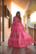 Load image into Gallery viewer, Pink Color Floral Printed Embroidery Work Gown Clothsvilla