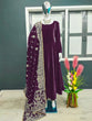 Load image into Gallery viewer, Designer Wine Color Velvet Gown With Embroidery Work Dupatta Clothsvilla
