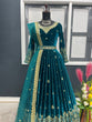 Load image into Gallery viewer, Adorable Teal Green Color Sequence Work Velvet Gown Clothsvilla