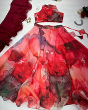Load image into Gallery viewer, Amazing Organza Red Color Printed Lehenga Choli