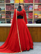 Load image into Gallery viewer, Red Soft georgette Lehenga choli with fully stitched blouse ClothsVilla