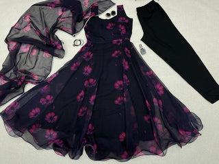 Eye Catching Black Color Digital Printed Anarkali Gown Clothsvilla