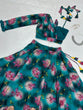 Load image into Gallery viewer, Marvelous Floral Printed Teal Blue Color Lehenga With One Shoulder Blouse Clothsvilla