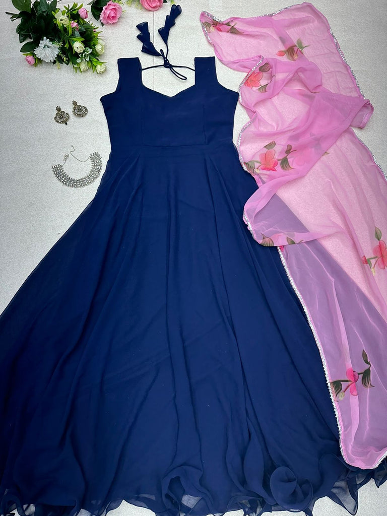 Blue Color Designer  Anarkali Gown Clothsvilla