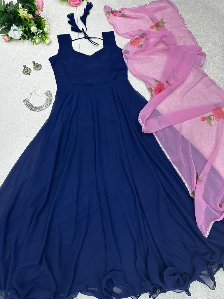 Blue Color Designer  Anarkali Gown Clothsvilla