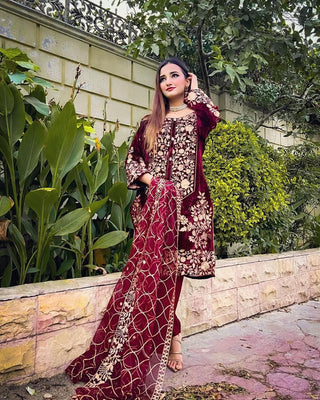 Magnificent Full Stitched Maroon Color Salwar Suit Clothsvilla